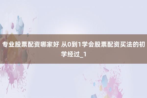 专业股票配资哪家好 从0到1学会股票配资买法的初学经过_1